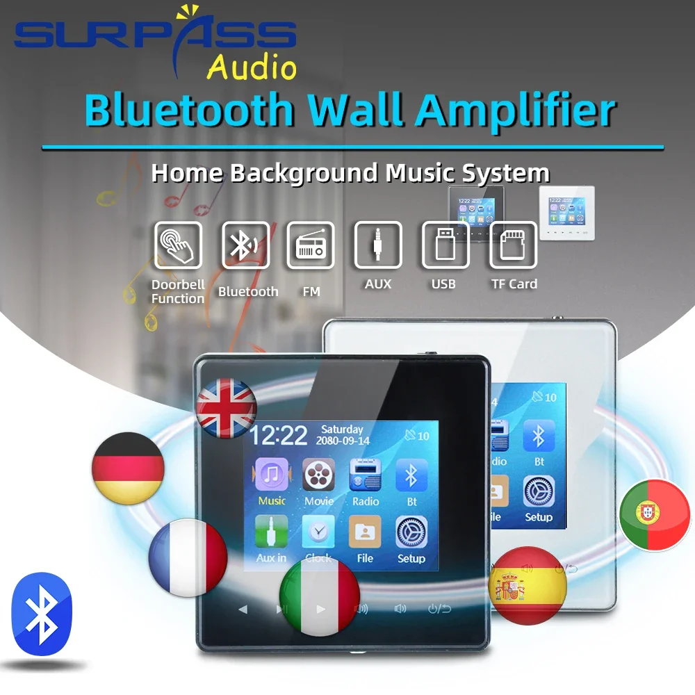 Smart Home Touchscreen Control Panel - Amplificatore Bluetooth da Parete per Casa,