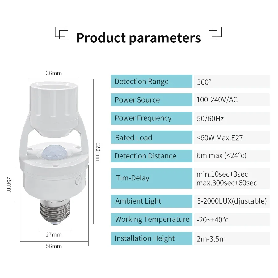 Sensore di Movimento PIR E27 p - Smart Home Villa recensione e prezzo